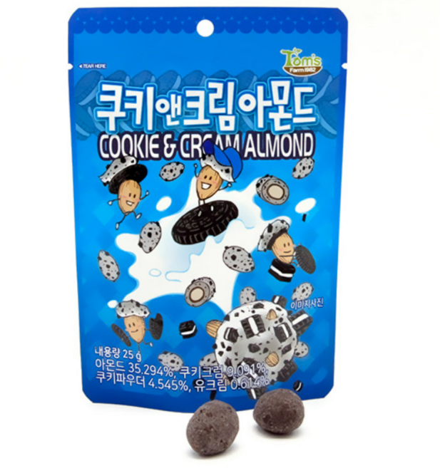 탐스팜 쿠키앤크림 아몬드, 6개, 40g
