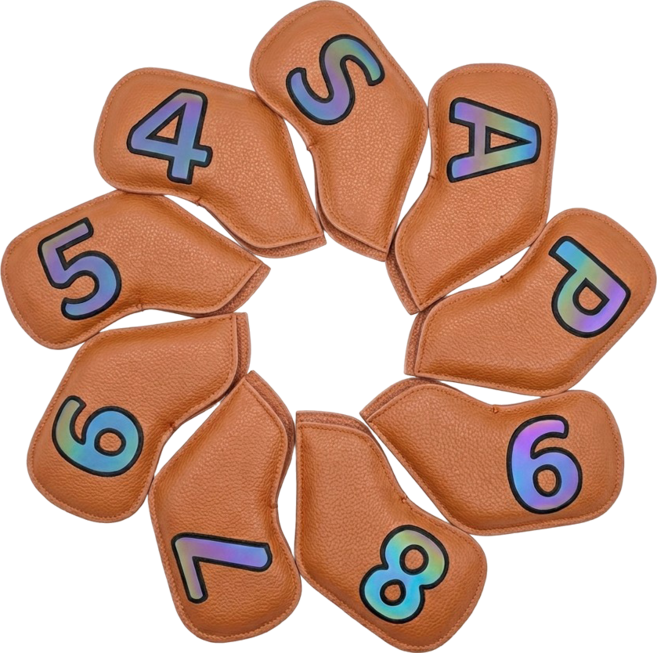 캐디샵 남자 여성 아이언커버 세트, 1세트, 진브라운