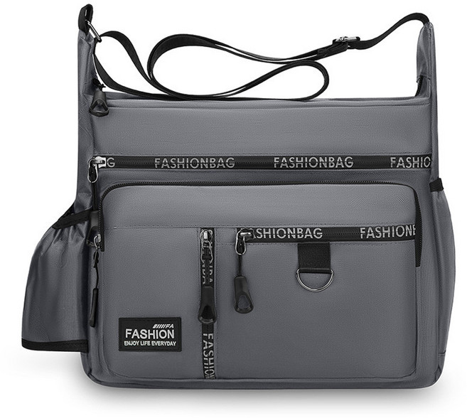 側背男包 防水耐磨背包 多口袋 商務休閒斜挎包 肩背機能包, 【7隔層】大版灰色