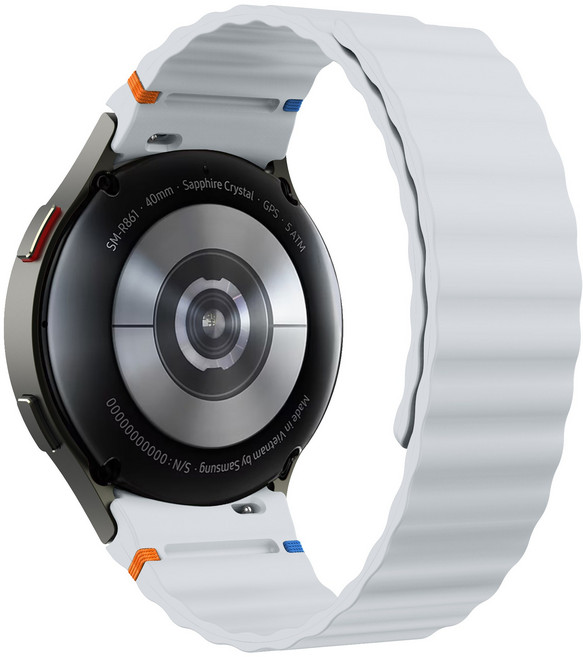 갤럭시워치 호환 실리콘 마그네틱 스트랩 컬러풀한 스티치 디자인, 블랙/연한그레이