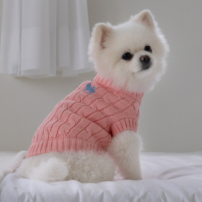 도그아이 강아지 애견 순면 니트, 베이비핑크, 1개
