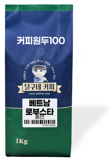 달구네커피 베트남 로부스타 부담없는 가격의 데일리 커피콩 원두커피, 1kg, 홀빈(분쇄안함), 1개