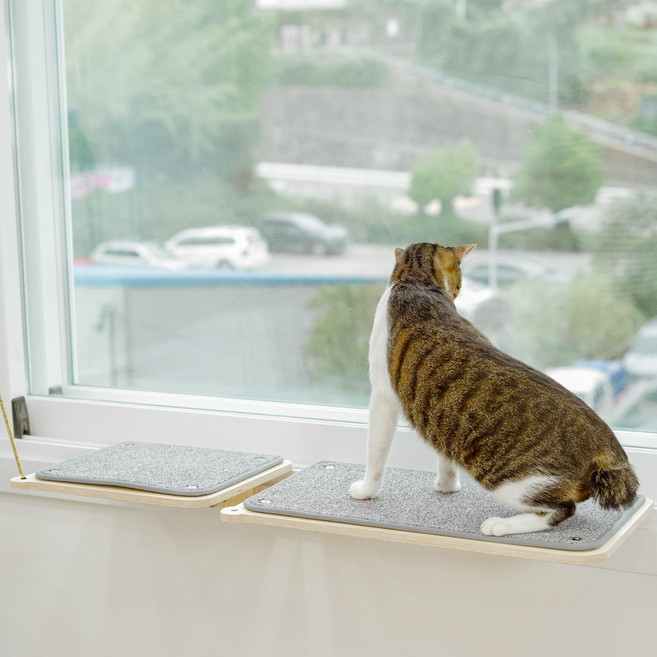 캣돌 고양이 창문 창틀 선반 해먹 캣타워, 대형(그레이), 1개