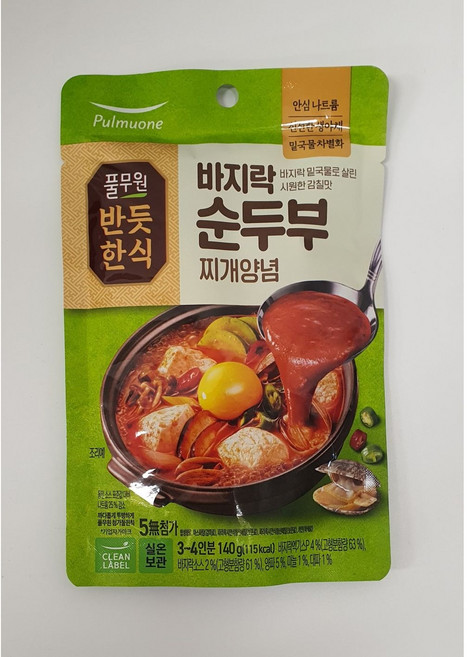 [풀무원] [반듯한식] 바지락 순두부찌개양념140g, 8개, 140g