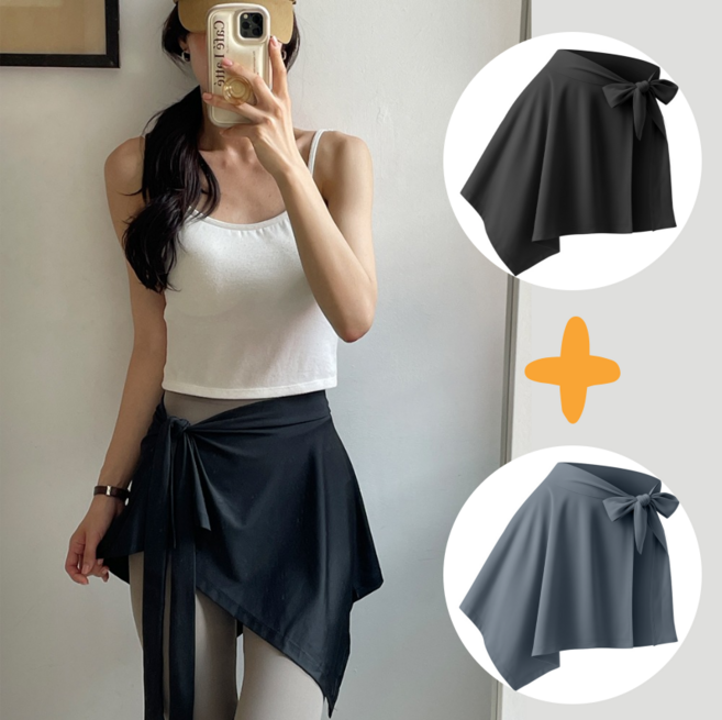 (1+1)마니르 힙커버 스커트 노Y존 라인댄스 요가 줌바댄스 필라테스복