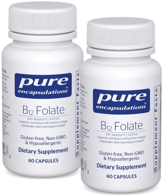 퓨어인캡슐레이션 비타민B12 엽산 캡슐 Pure Encapsulations B12 Folate, 60정, 2개 - 쿠팡