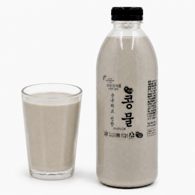 명품소이 맷돌로간 100%국산햇콩 무첨가 진한 서리태콩물, 1세트, 1L
