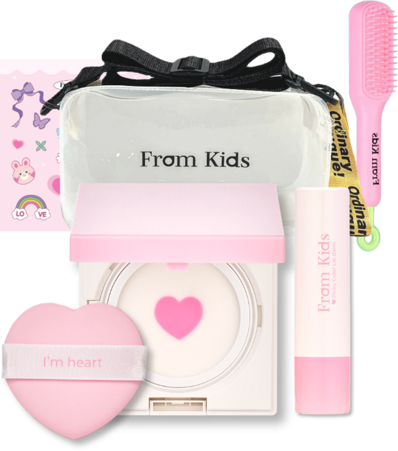 [프리미엄]프롬키즈 컬러풀 세트 2종 유아 어린이 초등 화장놀이 뷰티 메이크업 선물, 1개, 핑키세트