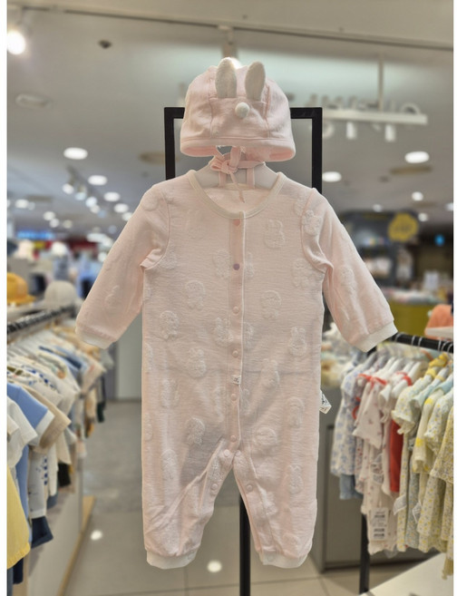 아가방[동아쇼핑점] 빠른선택 #25년 가을신상 신생아 여자아기 무형광내의 출산 백일 선물 # 긴팔내의 실내복 우주복# 보드라운촉감의우주복+모자 / 쥬디수플레우주복(모자)