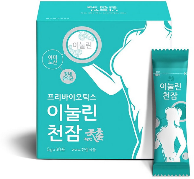 이눌린 천잠 구아검발효 미생물 프리바오틱스 프로바이오틱스 유산균, 1박스, 5g x 30포, 비건
