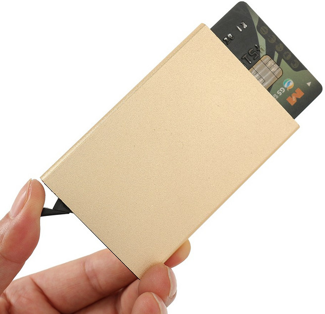 오토메탈 슬라이드 카드 홀더 골드 카드지갑 여자지갑