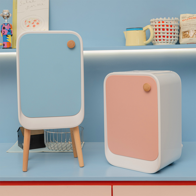 유니위니 UW 티타늄실버 스마트 센서 자동 쓰레기통 휴지통 화이트 하늘 핑크, 화이트+핑크앞판