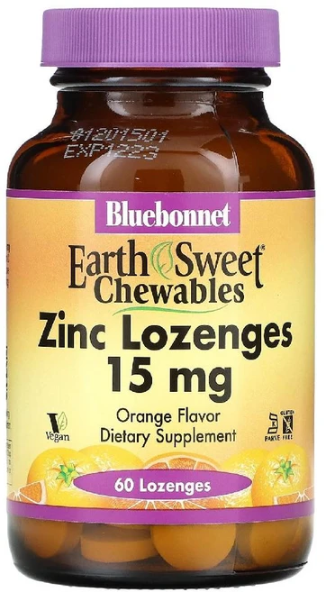 블루본넷뉴트리션 EarthSweet 츄어블 아연 사탕 오렌지 15mg 60정, 1개 - 쿠팡