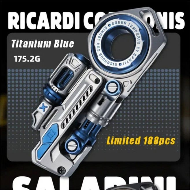 메탈 리볼버 피젯 스피너 EDC 멀티 슬라이더 고급 키덜트 취미 감성 핸드토이, 티타늄 블루, 1개