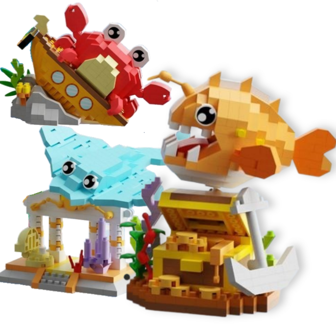 [나노킹-호환블럭] 해양생물 나노블럭 DN011, 3개, A세트