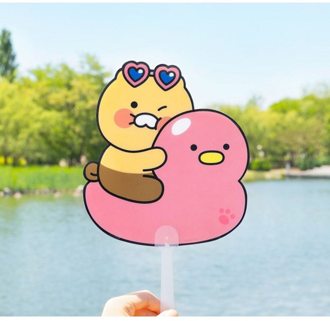 카카오 캐릭터 오리보트 플라스틱 손 부채 3종, 1개, 춘식이