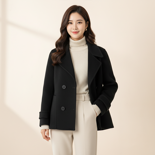 소리울 여성 울 핸드메이드 하프 코트 -프리미엄 울 소재