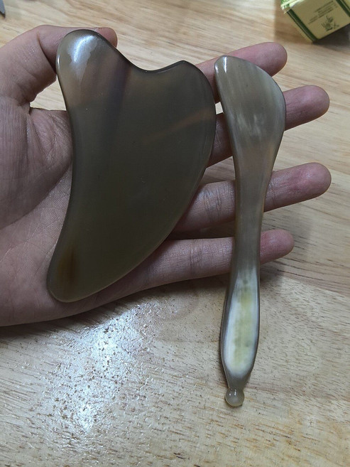 牛角刮痧板撥筋棒套裝, 1個, 如圖所示