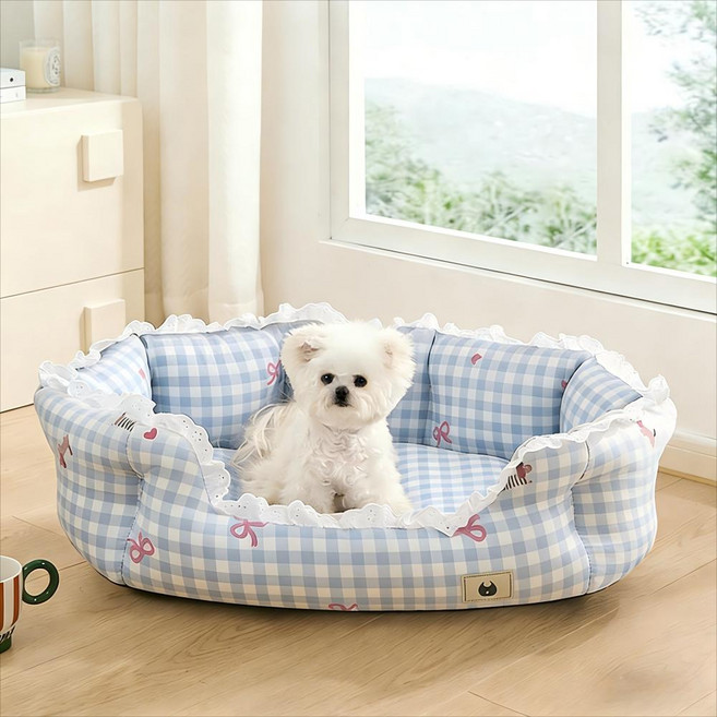 Surkat 사계절용펫쿠션 편안한 강아지 방석 고양이 쿠션 애견 하우스 침대, 1개, 블루