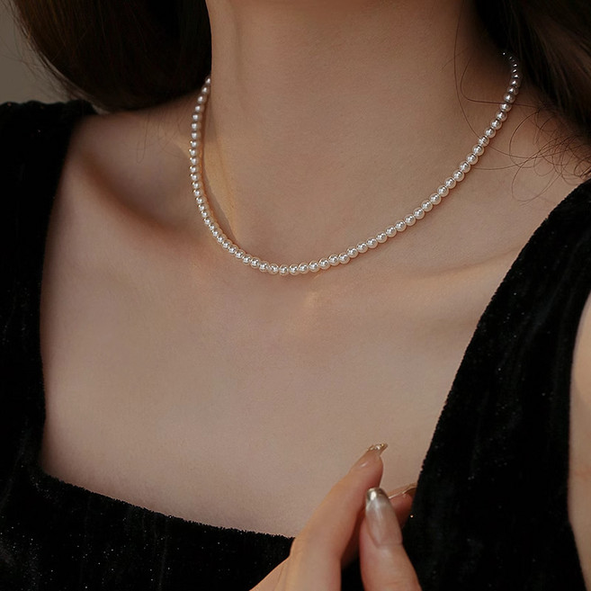 FANSYLI 진주목걸이 여성 심플 비즈목걸이 14K 혼주 진주목걸이 2mm-10mm 한복 진주목걸이 W2506J09