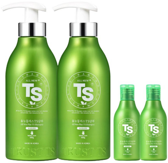 TS 올뉴플러스 샴푸 총 1224g 패키지 ( 500g2&100g2&저스트샴푸 6g4), 6g, 1개