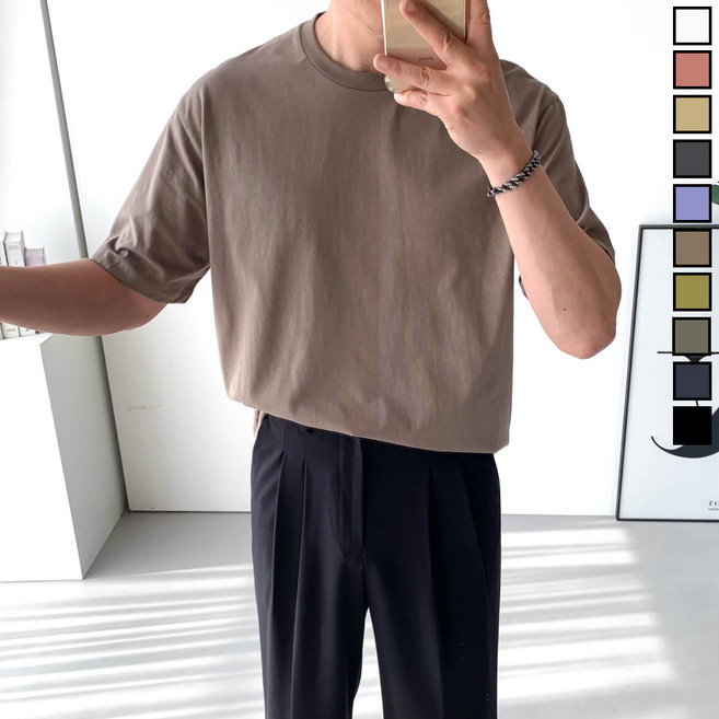 놈시크 남자 루즈핏 무지 반팔 티셔츠 20수 기본티
