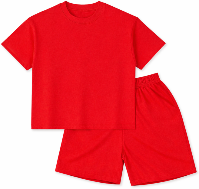 아이크레용 아동 주니어 순면워싱 10컬러 와이드핏 무지 반팔티 반바지 상하세트