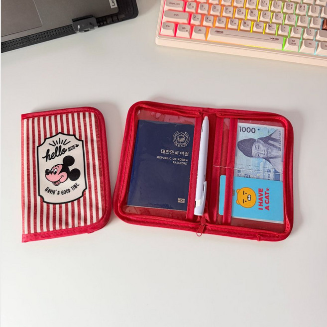 HARUH 일본정품 미키마우스 여권파우치 다용도케이스 2종