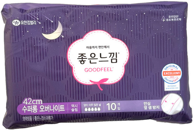 좋은느낌 오리지널 수퍼롱 오버나이트 생리대 10매x8팩, 오버나이트 이상, 10개입, 8세트