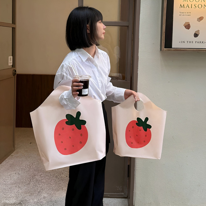 귀여운 동물 비닐 쇼핑백, 25개, 딸기26*28