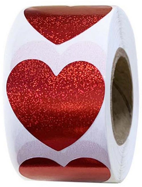 이음모음 반짝이 하트 스티커, 1롤, 펄레드