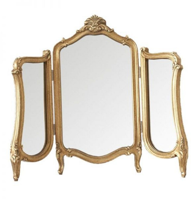 엔틱 화장대 거울 삼면경 빈티지 인테리어 삼면 북유럽, 골드 80x60cm