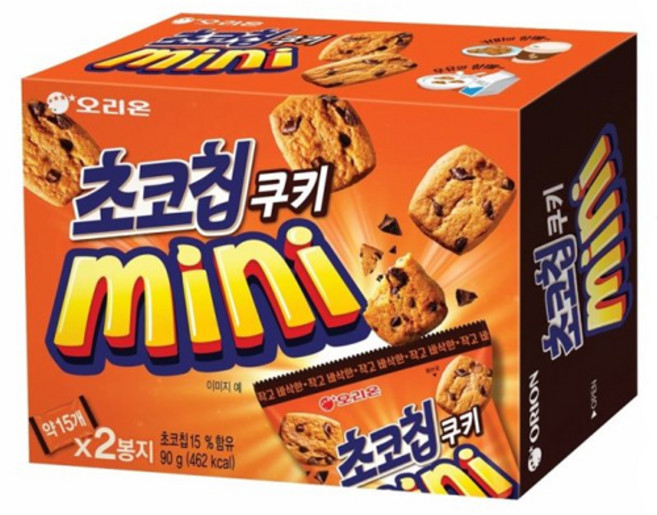 오리온 초코칩 쿠키 미니 90g 4개 초코쿠키 초코과자