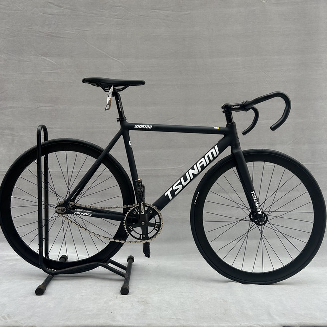 쓰나미픽시 픽시자전거 snm100 완성차 앞뒤브레이크포함, 58cm, 2.2블랙화이트/40mm 더블림