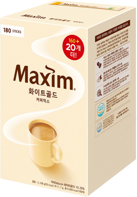 맥심 화이트골드 커피믹스, 11.7g, 180개입, 1개