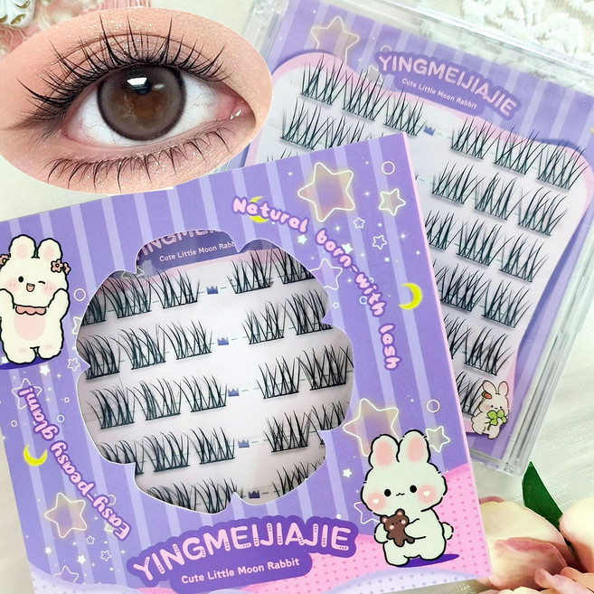 풀 필요없은 자연 속눈썹 3D인조속눈썹 세트11-13mm(다양한 스타일 가능 여성 메이크업 필수품), 6 rows of dense YFXMJ 38