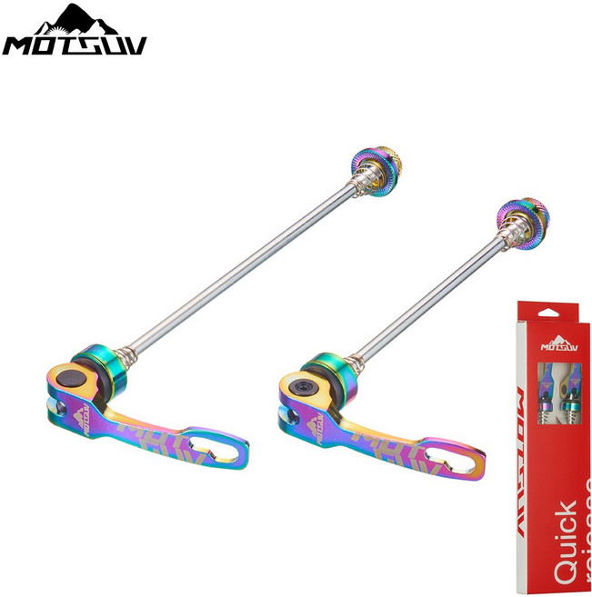 MOTSUV QR 허브 퀵 릴리스 레버 MTB 도로 자전거 강철 꼬치 앞바퀴 100mm 후면 135mm 산악 접이식, rainbow a m01
