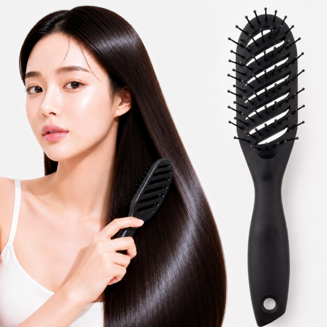 조온하루 스타일링 볼륨업 헤어 브러쉬, 1개, 블랙
