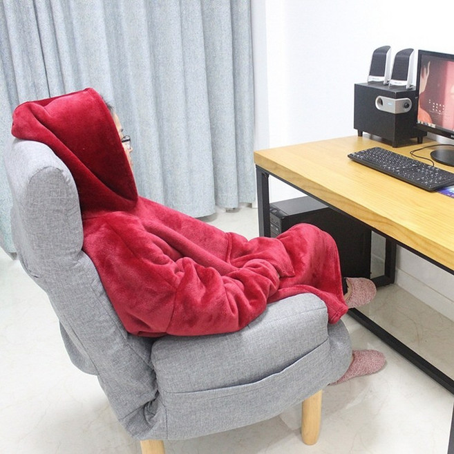 방콕 집순이 후드담요 커플 후드 양털 담요