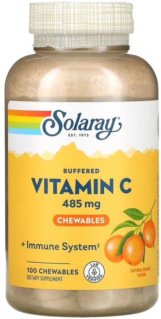 솔라레이 완충형 비타민C 츄어블 오렌지 500mg 츄어블 100정, 1개 - 쿠팡