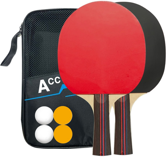 세트 구성 아클라 쉐이크 핸드 탁구라켓 2+탁구공 4+라켓가방 탁구채 세트, 1개