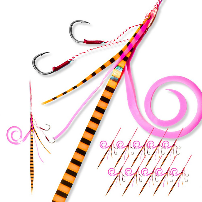 대용량 묶음형 타이라바 스커트 훅 세트 참돔타이라바 2단 바늘 8개입 10개입, 1세트