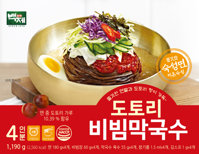 백제 도토리 비빔막국수, 297.5g, 4개