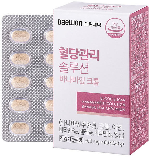 대원제약 혈당관리 솔루션 바나바잎 크롬 식후혈당관리 영양제 코로솔산 아연 엽산, 1개, 60정