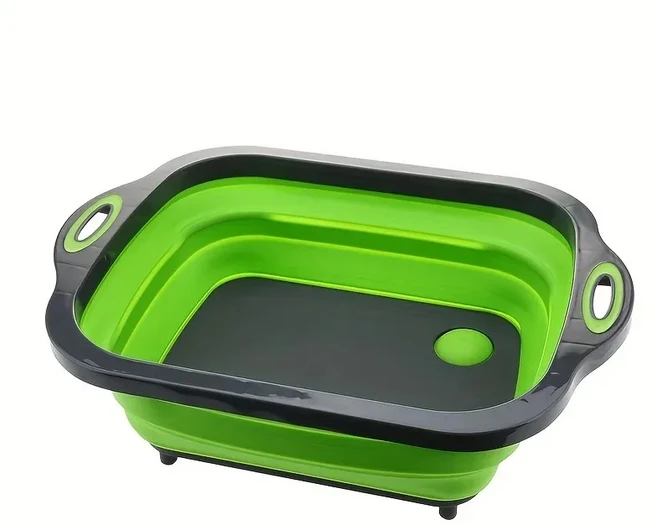 싱크대 보관 기능이 내장된 휴대용 공간 절약형 세면대 1개 - 야외 캠핑 여행 가정용으로 적합, 01 Green