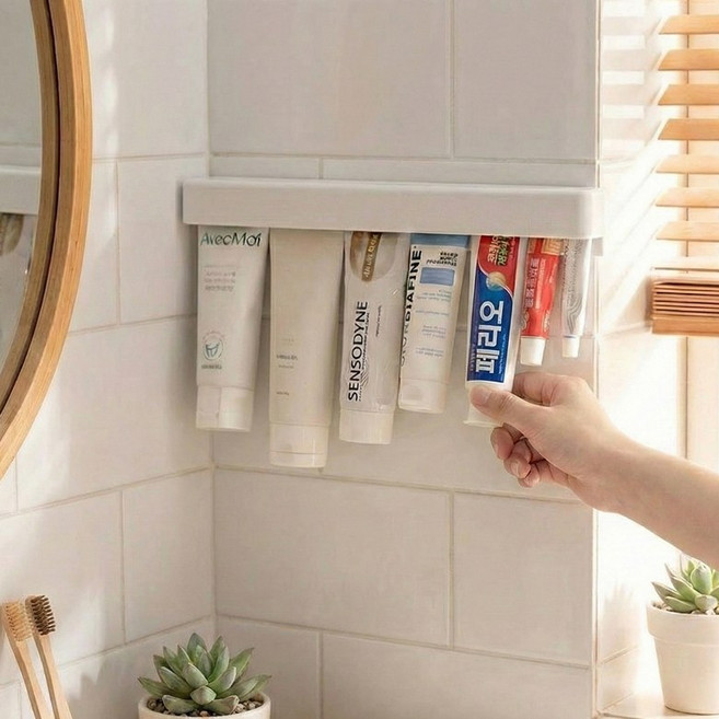 나우어스 공중부양 튜브 치약 오거나이저 홀더, 백색, 1개