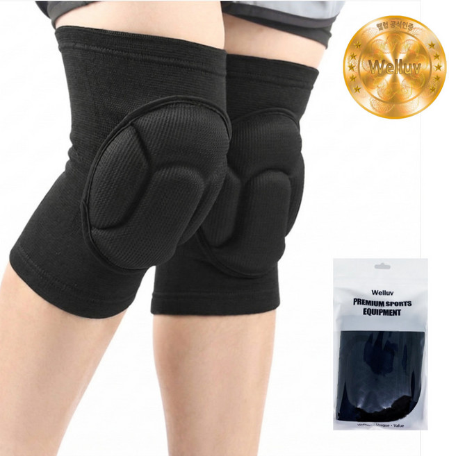 웰럽 쿠션 패드 무릎보호대 WL-1245, 2세트, 블랙