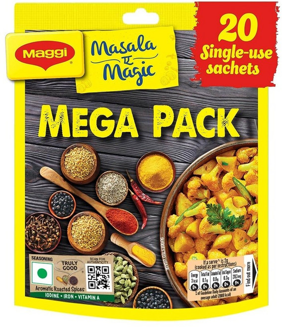 인도 매기 라면 MAGGI Masala-Ae-Magic 20팩 건조 야채용 올인원 마살라 파니르 달 총120g, 마살라애-매직, 1세트