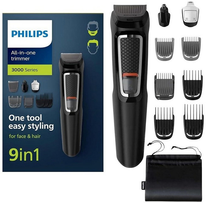 필립스 노렐코 멀티그룸 올인원 트리머 시리즈 3000 13피스 블레이드 오일 필요 없음 MG3750 50, Chrome/Black, Chrome/Black, 0.9208752138543312