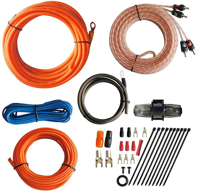 RD Rock Direct True Spec 8게이지 자동차 오디오 케이블 앰프 배선 키트 - 2채널 CCA 전원 설치 주석 도금 OFC RCA 포함, 1개